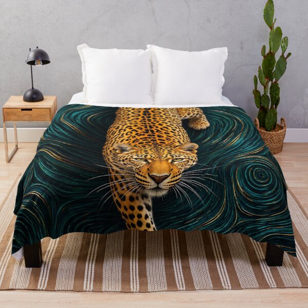 Item preview, Golden Leopard on Hypnotic Teal Waves designed and sold by Curio Meridian.