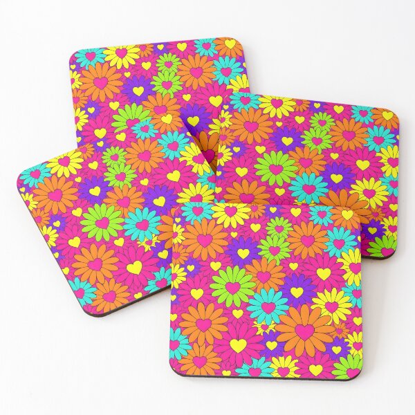 Item preview, Neon Psychedelic Flower Power Hearts Pattern designed and sold by Sybille-Yates.