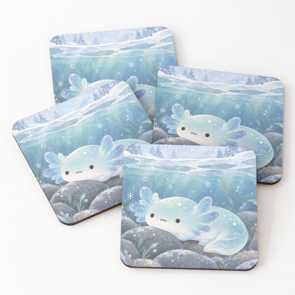 Item preview, Axolotl Resting Among Stones Beneath Winter Ice designed and sold by AshiraCreations.