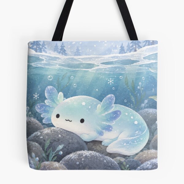 Item preview, Axolotl Resting Among Stones Beneath Winter Ice designed and sold by AshiraCreations.