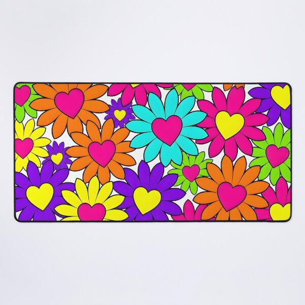 Item preview, Neon Psychedelic Flower Power Hearts Pattern designed and sold by Sybille-Yates.