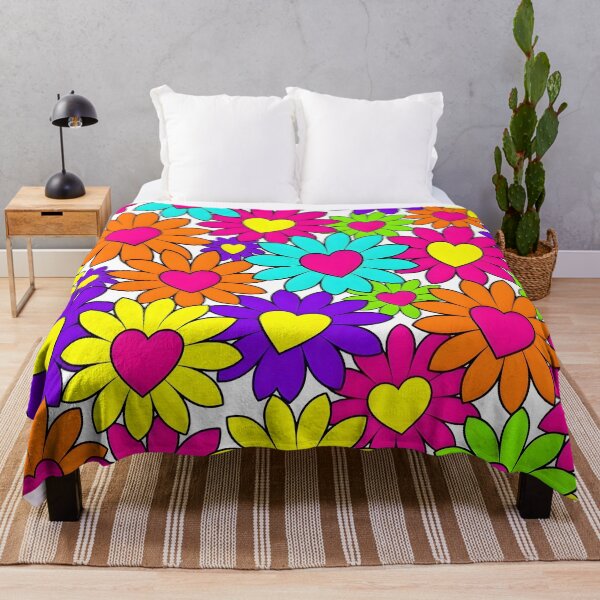 Item preview, Neon Psychedelic Flower Power Hearts Pattern designed and sold by Sybille-Yates.