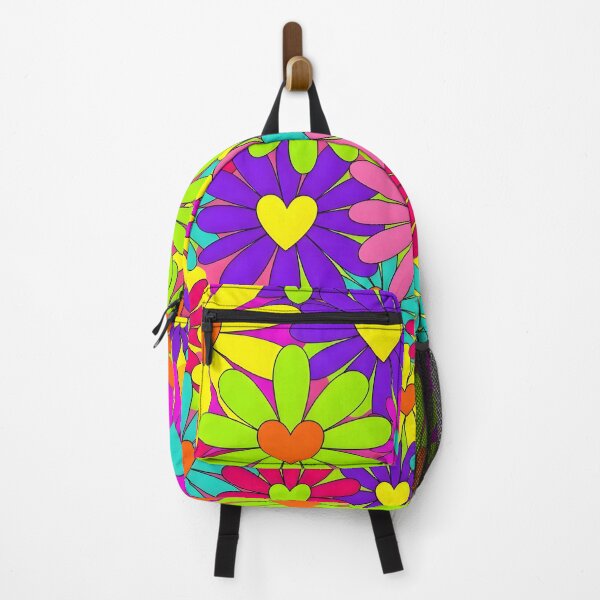 Item preview, Neon Psychedelic Flower Power Hearts Pattern designed and sold by Sybille-Yates.