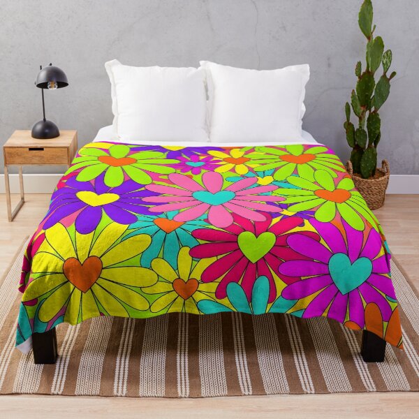 Item preview, Neon Psychedelic Flower Power Hearts Pattern designed and sold by Sybille-Yates.