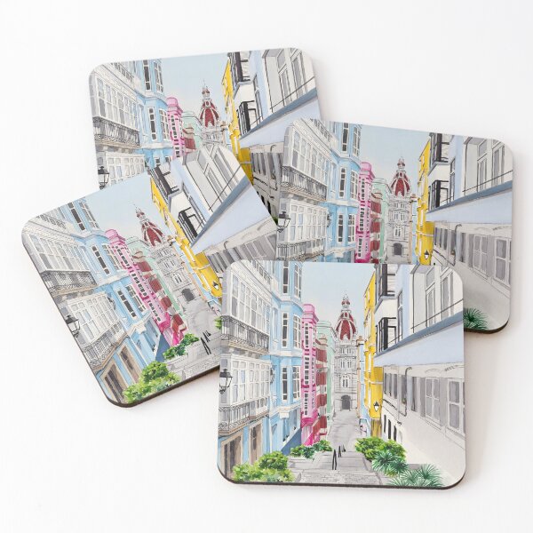 Item preview, La Coruña Watercolor Print – Galicia Spain Coastal Cityscape designed and sold by POSTERIOCREW.