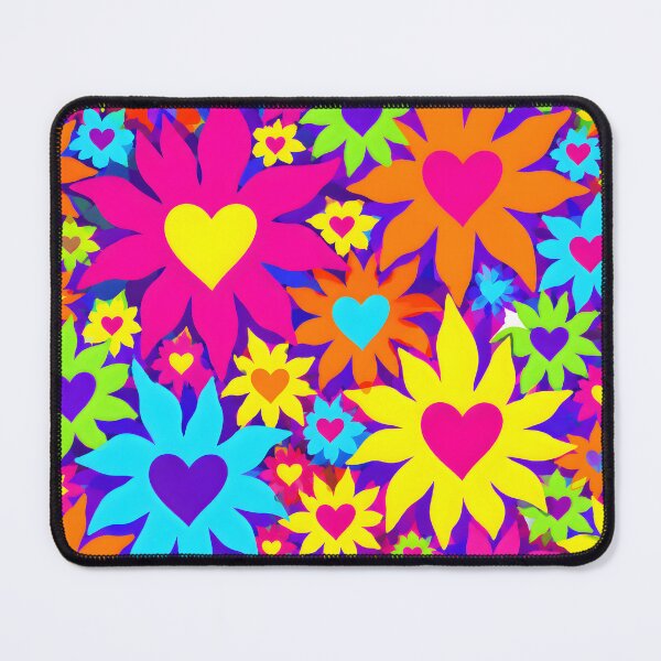 Item preview, Neon Psychedelic Flower Power Hearts Pattern designed and sold by Sybille-Yates.