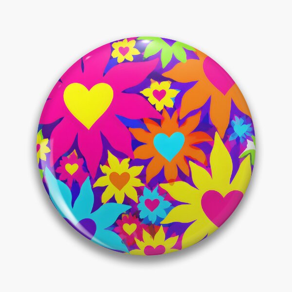 Item preview, Neon Psychedelic Flower Power Hearts Pattern designed and sold by Sybille-Yates.