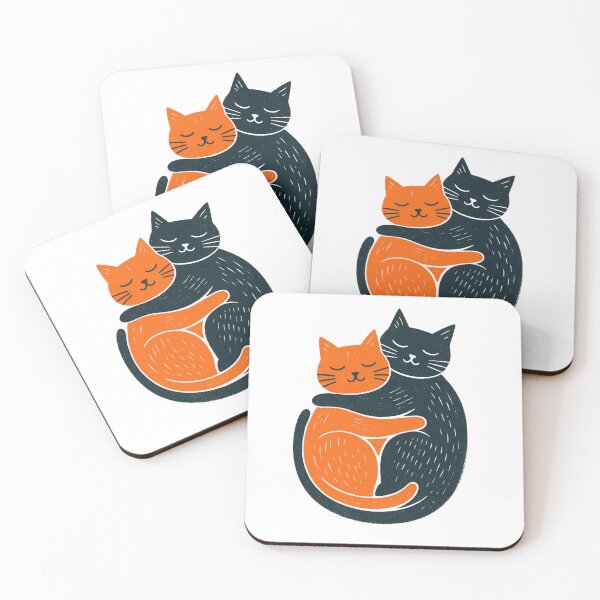 Item preview, Hugging Cats Cute Black and Orange Cat designed and sold by HBDStudio.