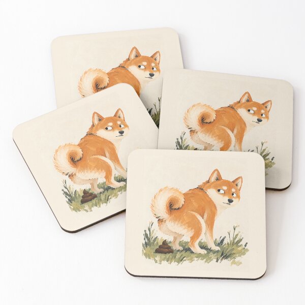 Item preview, Funny Shiba Inu Embarrassed Dog Poop Illustration designed and sold by NatureSight.