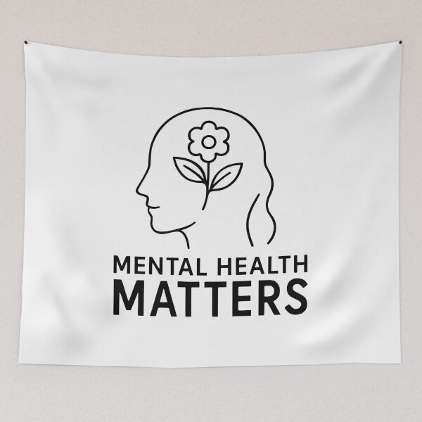 Item preview, Mental Health Matters Line Art Head With Blooming Flower designed and sold by ThreadQuirk.