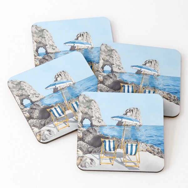 Item preview, La Fontelina Beach Capri Italy – Watercolor Coastal Wall Art designed and sold by POSTERIOCREW.