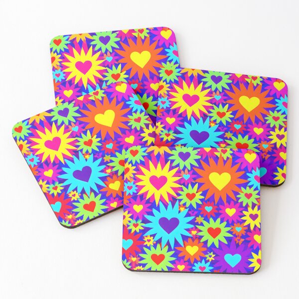 Item preview, Neon Psychedelic Flower Power Hearts Pattern designed and sold by Sybille-Yates.
