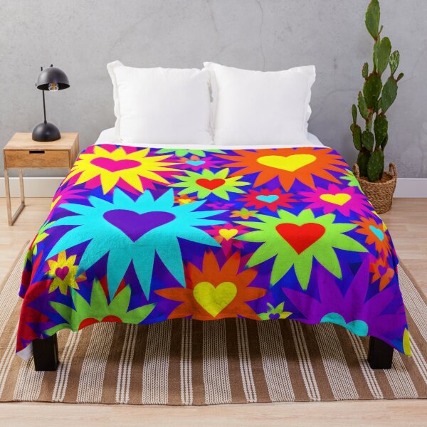 Item preview, Neon Psychedelic Flower Power Hearts Pattern designed and sold by Sybille-Yates.