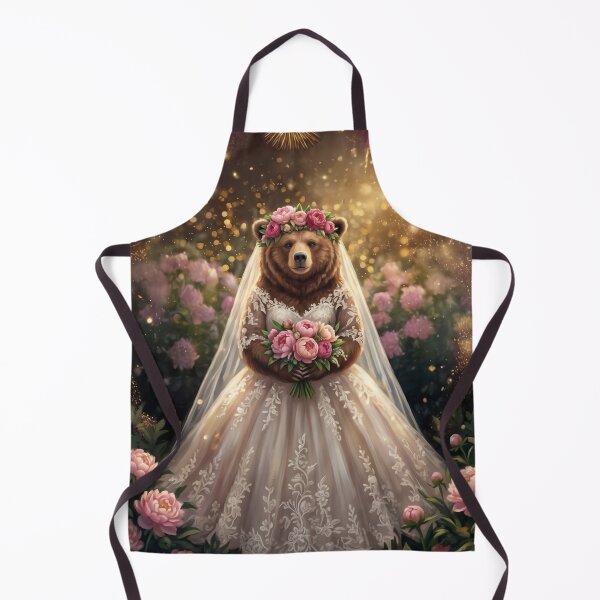 Item preview, Cottagecore Bear Bride in Peony Crown Wedding Illustration designed and sold by Englandbear.