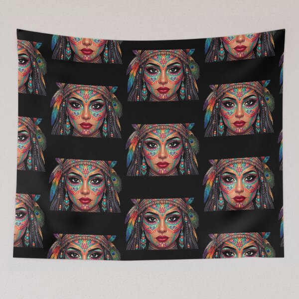 Item preview, Vibrant Boho Glamour Woman With Tribal Face Paint Art designed and sold by MaRCAStro.