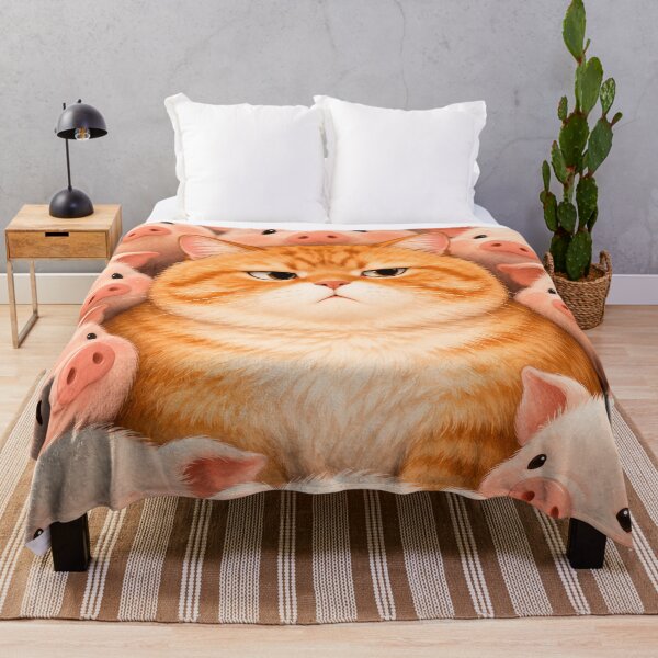 Item preview, Grumpy Ginger Cat Among Cute Piglets designed and sold by Curio Meridian.