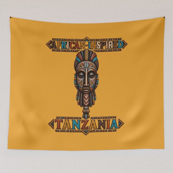 Item preview, African Inspired Tanzania Wooden Mask Carved Art designed and sold by puzzell.