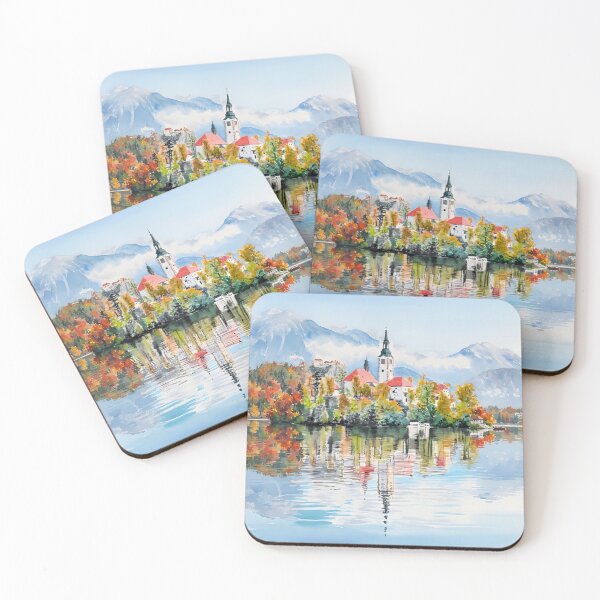 Item preview, Lake Bled Slovenia Wall Art – Alpine Landscape Painting designed and sold by POSTERIOCREW.