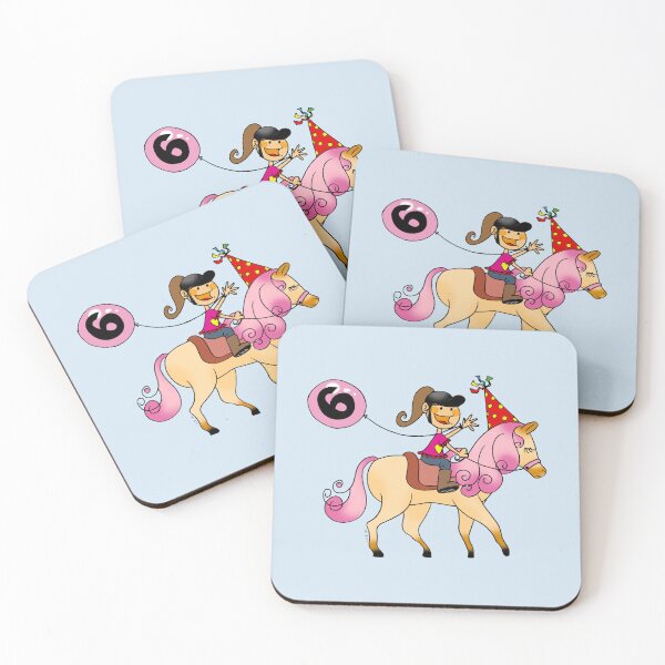 Item preview, 6th Birthday Girl Cute Pony Ride Pink Balloon Number Six designed and sold by CuteCartoon.