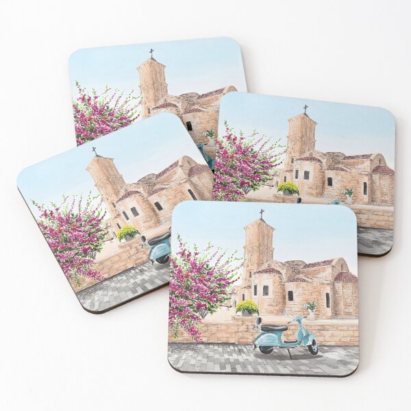 Item preview, Larnaca Cyprus Watercolor Print – Mediterranean Coastal Cityscape designed and sold by POSTERIOCREW.
