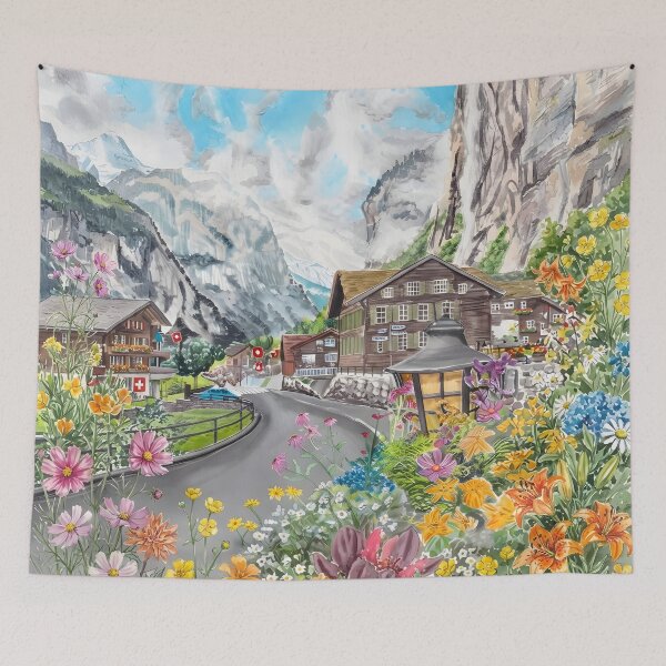 Item preview, Lauterbrunnen Swiss Alps Wall Art – Switzerland Landscape Painting designed and sold by POSTERIOCREW.
