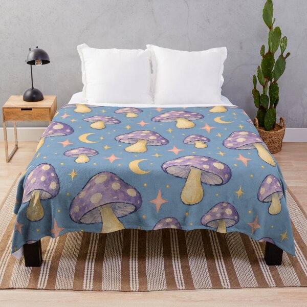 Item preview, Whimsical Purple Mushroom Pattern with Golden Moons and Stars, Celestial Cottagecore Fairycore Aesthetic designed and sold by cr6zym1nd.