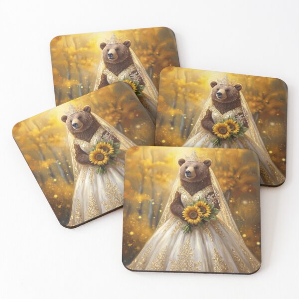 Item preview, Autumn Bear Bride with Sunflowers Celtic Harvest Illustration designed and sold by Englandbear.
