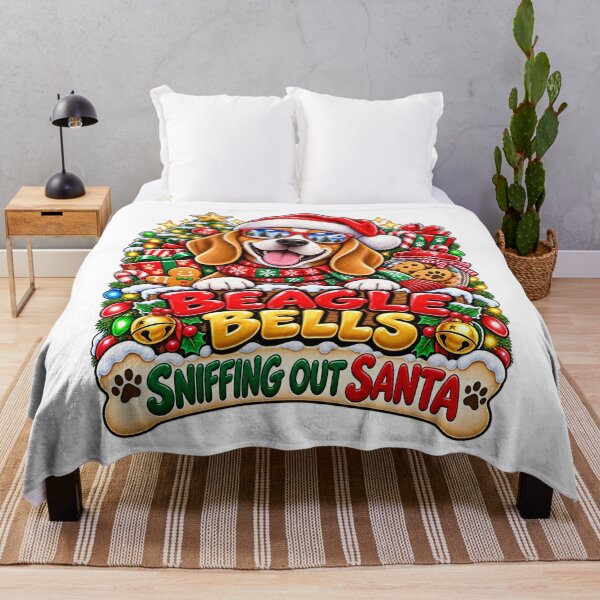 Item preview, Funny Beagle Bells Sniffing Out Santa Christmas Dog Design designed and sold by JezzasFunnyShirts .