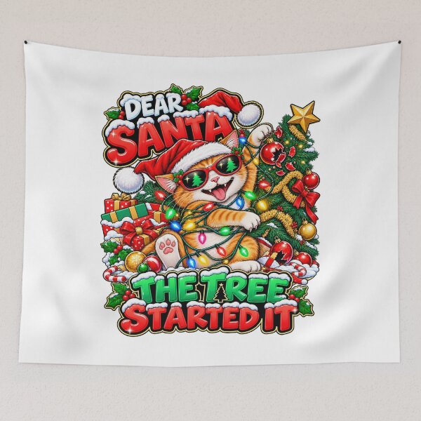 Item preview, Funny Christmas Cat Dear Santa The Tree Started It designed and sold by JezzasFunnyShirts .