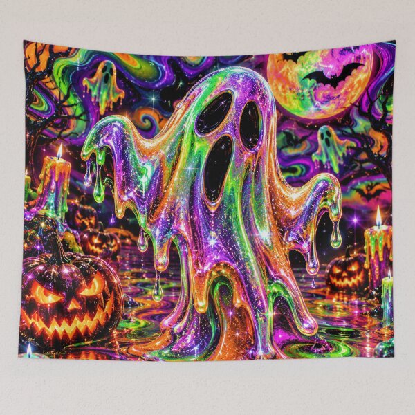 Item preview, Psychedelic Halloween Ghost Neon Trippy designed and sold by BloomOfDesign.