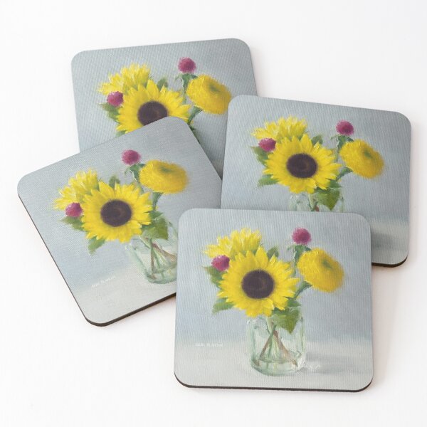 Item preview, Sunflower Glass Jar Painting designed and sold by VibrantFlower.
