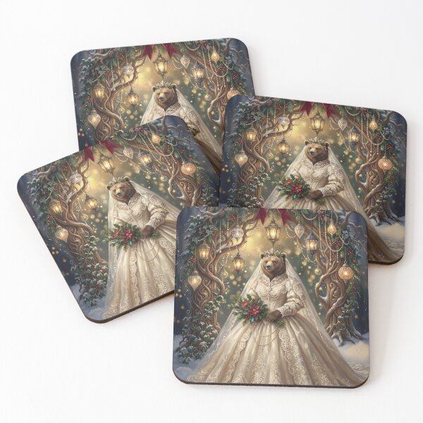 Item preview, Winter Solstice Bear Bride Victorian Lace Wedding Illustration designed and sold by Englandbear.
