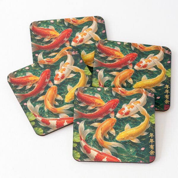 Item preview, Japanese Koi Fish in Emerald Lotus Pond designed and sold by Curio Meridian.