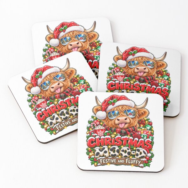 Item preview, Funny Highland Cow Christmas Moo-d Festive and Fluffy designed and sold by JezzasFunnyShirts .