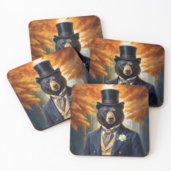 Item preview, Victorian Dapper Dandy Bear Groom Top Hat Autumn Illustration designed and sold by Englandbear.