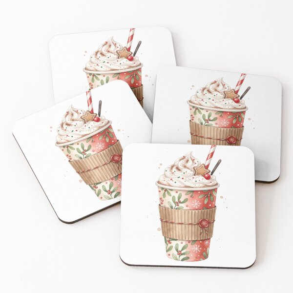 Item preview, Watercolor Christmas Coffee Cup Holiday Latte Drink designed and sold by DeviCraftStudio.