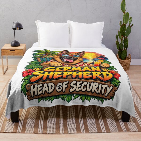 Item preview, Funny German Shepherd Head of Security Retro Dog Design designed and sold by JezzasFunnyShirts .