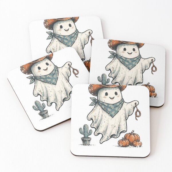 Item preview, Cute Halloween Ghost — Cowboy Ghost with Cactus and Pumpkins designed and sold by AASU247.