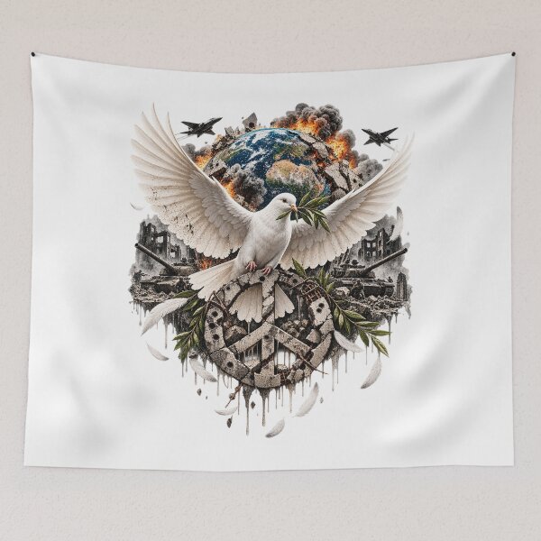 Item preview, Peace Over War – White Dove World Peace Anti War Art designed and sold by Puraenergia Stickers.