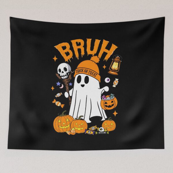 Item preview, BRUH Ghost Halloween Trick or Treat Pumpkin Candy Art designed and sold by GiaoCalonas.