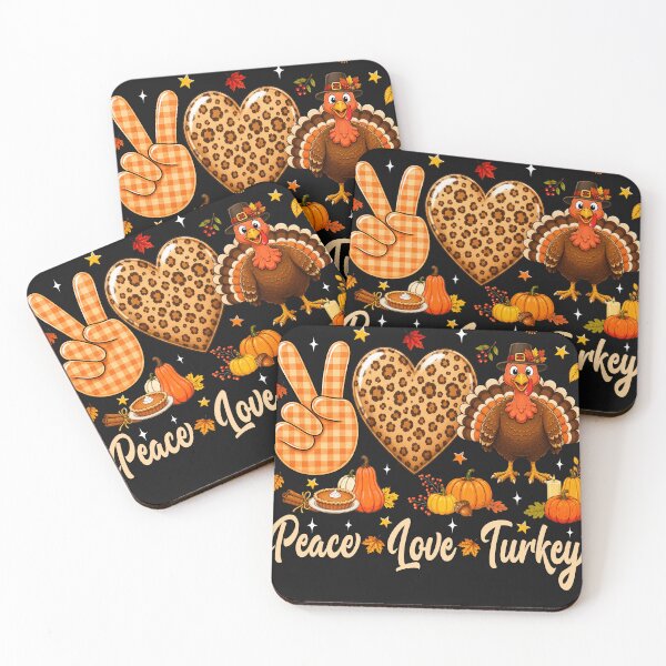 Item preview, Peace Love Turkey Cute Leopard Plaid Thanksgiving designed and sold by varin-studio.