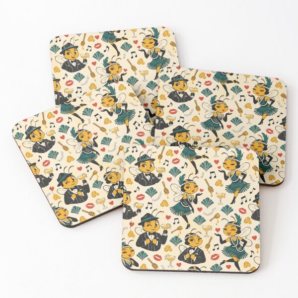 Item preview, Bees Knees | Jazz Age Flapper Bees with Cocktails, Pearls, Art Deco Fans and Lipstick Kisses designed and sold by Furrenzy.
