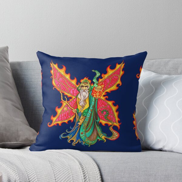 Item preview, Mystical Wizard with Flaming Wings – Psychedelic Fantasy Art designed and sold by spacechakra.