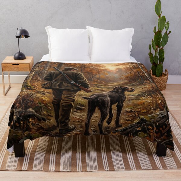 Item preview, Autumn Hunting Journey , Hunter and Dog in the Woodland designed and sold by TammyHunterArt.