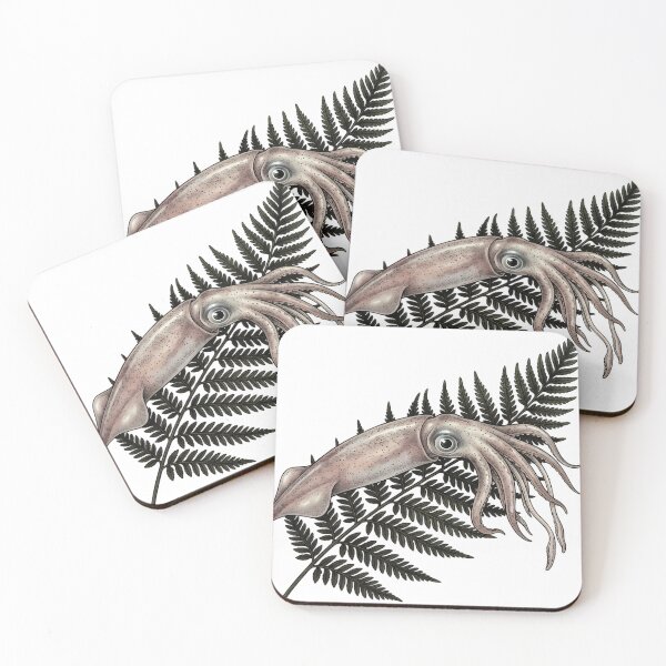 Item preview, Vintage Naturalist European Squid on Dark Fern Frond - Antique Marine Plate designed and sold by Catch333.