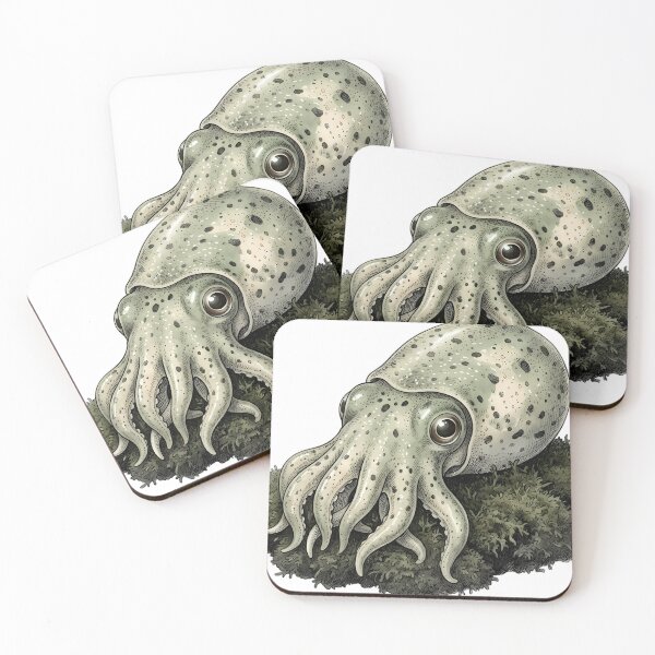 Item preview, Vintage Naturalist Bobtail Squid on Damp Dark Moss - Antique Marine Art designed and sold by Catch333.