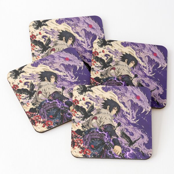 Item preview, Sasuke | Purple Lightning Samurai Warrior – Japanese Ink Art with Crows & Cherry Blossoms designed and sold by Dyan4.