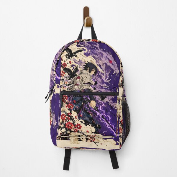 Item preview, Sasuke | Purple Lightning Samurai Warrior – Japanese Ink Art with Crows & Cherry Blossoms designed and sold by Dyan4.