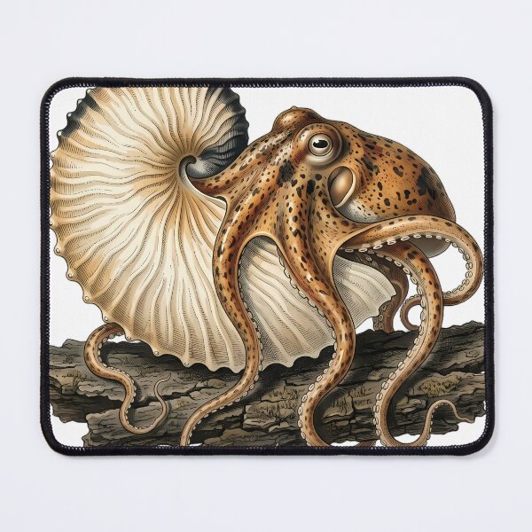 Item preview, Vintage Naturalist Paper Nautilus on Dark Oak Bark - Antique Marine Plate designed and sold by Catch333.