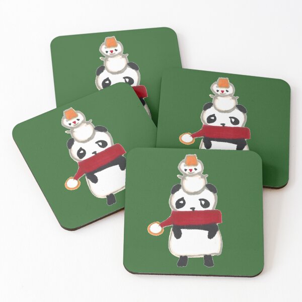 Item preview, Hand-Painted Winter Panda with Red Scarf and Snowman designed and sold by HiddenJadeArtStudio.
